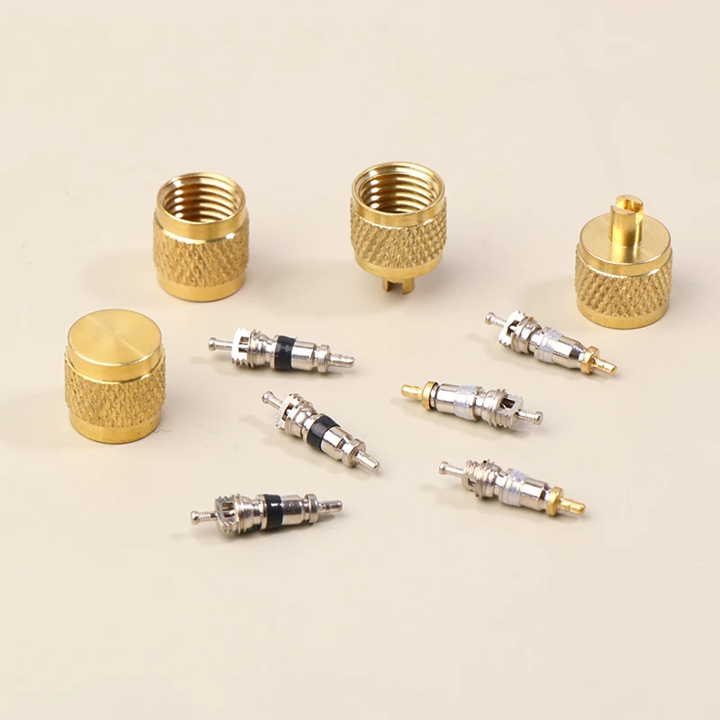 10Pcs Brass Valve Cores Replacement AC HVAC/R Field Service Tool Refrigerant Valve Core Remover Removal Tool HAVC