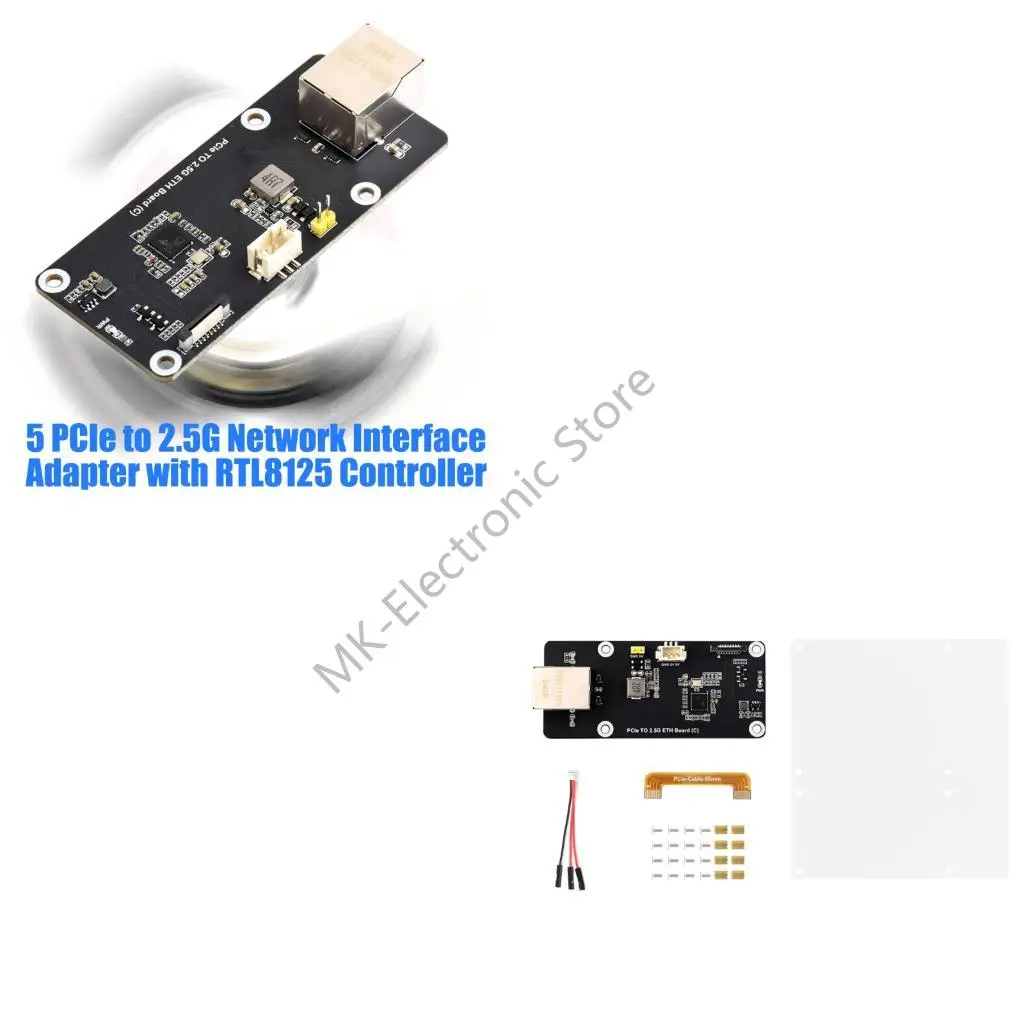 R2LF 2.5G Ethernet Converter for RPi 5 PCIe Slot Power Supply Networking Adapter Plate Board Space Saving Accessories