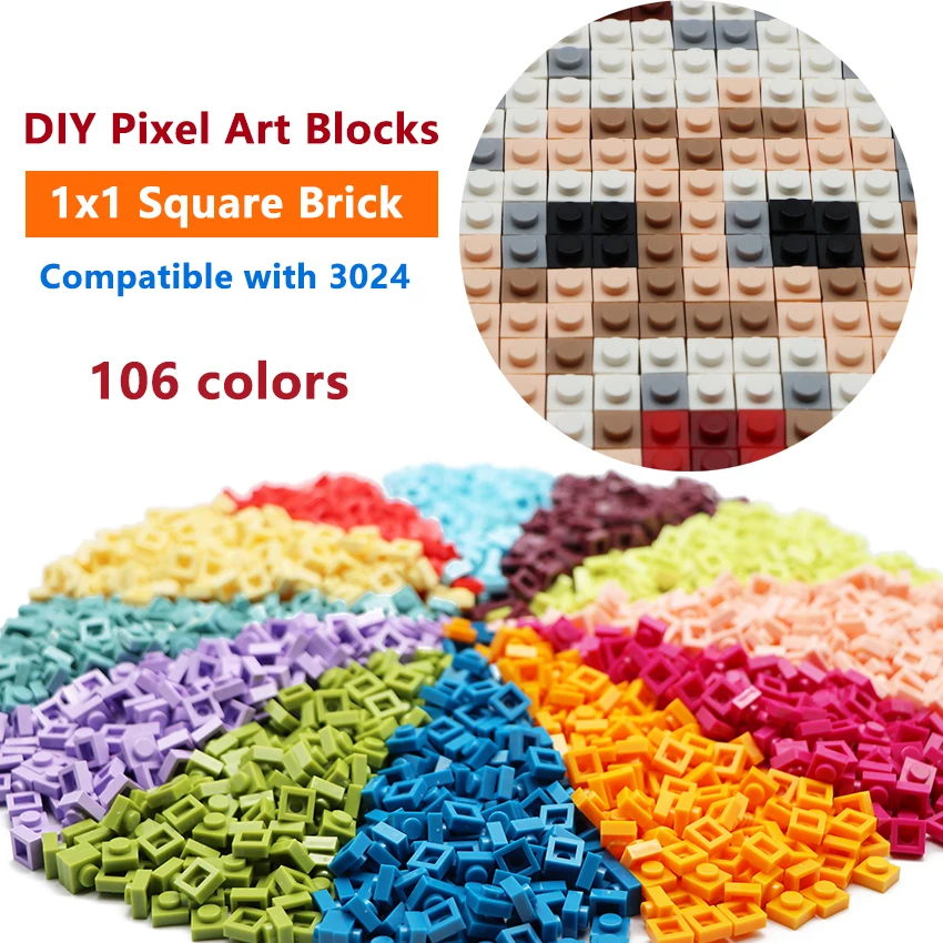 

DIY Pixel Art Building Blocks 1x1 Square Bricks 1000pcs Thin Figures Bricks Compatible With 3024 Assemble Toys for Children