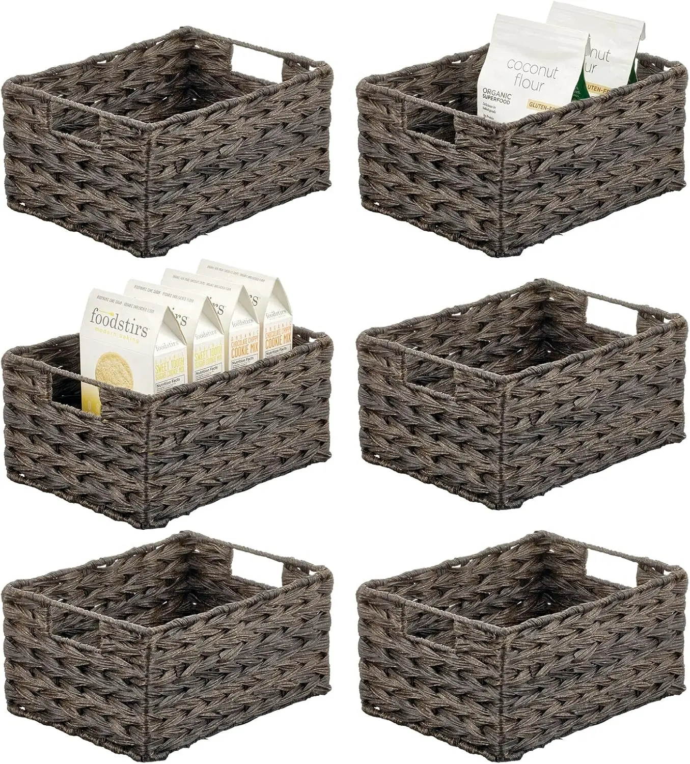 

Woven Farmhouse Kitchen Pantry Food Storage Organizer Basket Box - Container Organization for Cabinets, Cupboards, Shelves, Coun