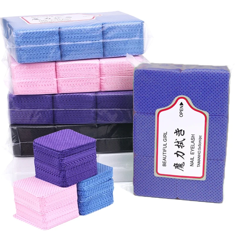 540/180Pcs Lint-free Nail Polish Remover Napkin Colorful Cotton Wipes Paper Pads UV Gel Dust Cleaner Cleaning For Manicure Tool