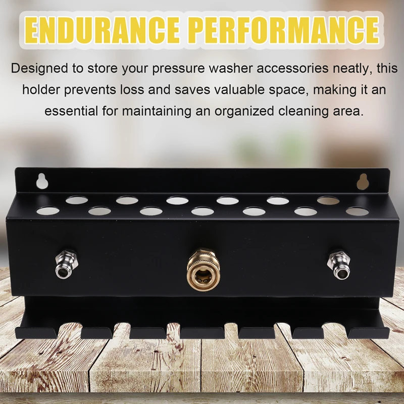 A03F Wall Mount Pressure Washer Holder Organizer, Foam Cannon Storage Rack for Car Wash Accessories - Heavy Metal Black