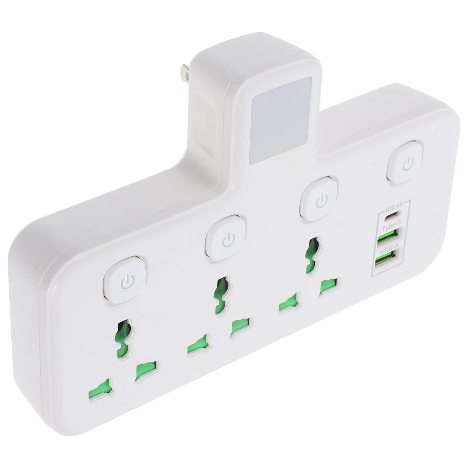 Flat Plug USB-C Power Strip with Overload Protection Fast Charging Desktop Travel Charging Hub Compact Multi-Outlet Extension