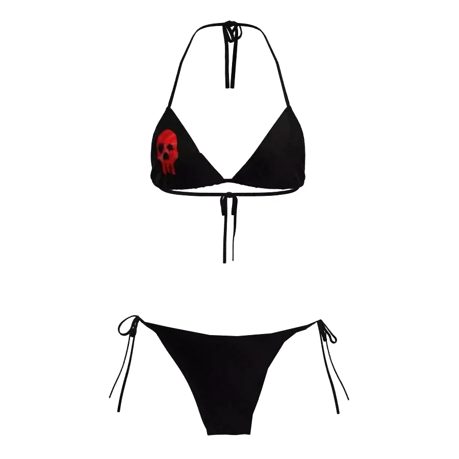Beach Emo Sexy Graphic Cute Black Swimwear Women's Swimsuit 2025 Harajuku Mini Woman Swimsuits Bikinis Sets Punk Bikini Trend