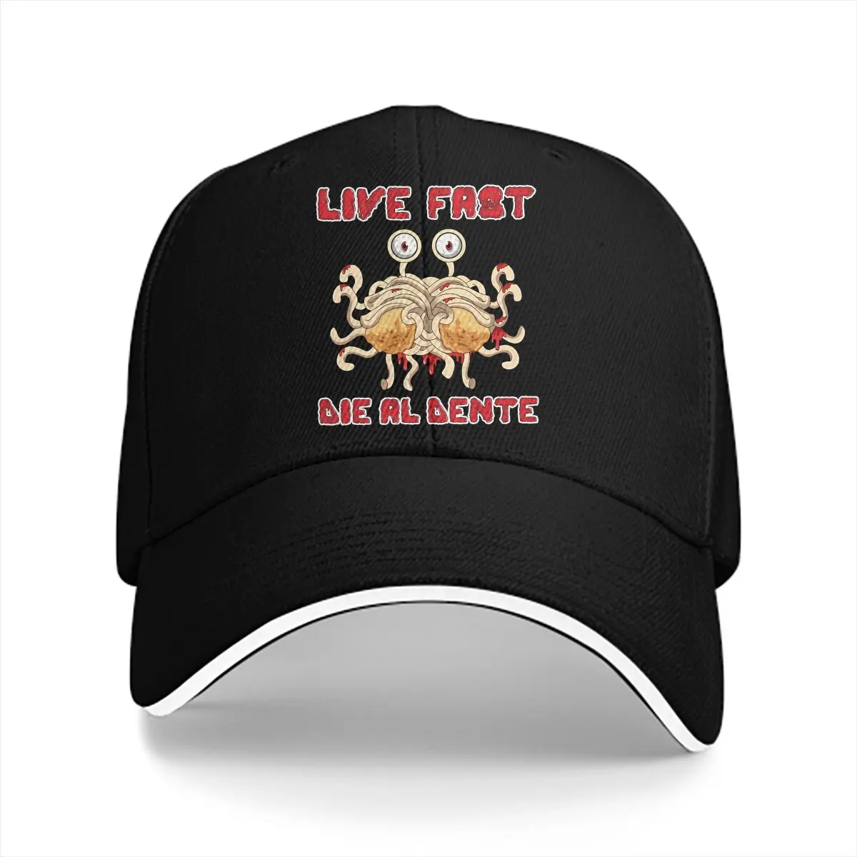 Live Fast Die Al Dente Baseball Caps Peaked Cap Flying Spaghetti Monster Sun Shade Hats for Men Women