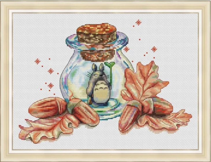 Cross stitch Kit 14CT Canvas Cross Stitch Embroidery Set Craft --15-Totoro in the Bottle 36-29 Cross Stitch Set