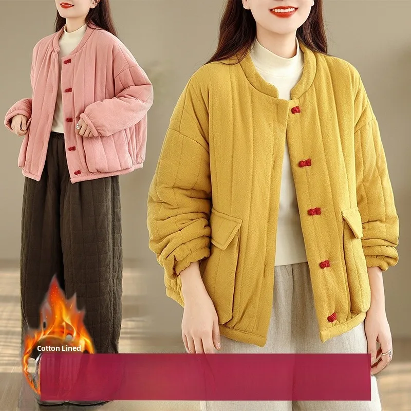 

Высококачественная свободная хлопковая куртка, женская зимняя новинка, повседневная, удобная, теплая, на одной пуговице, чистый цвет, модный