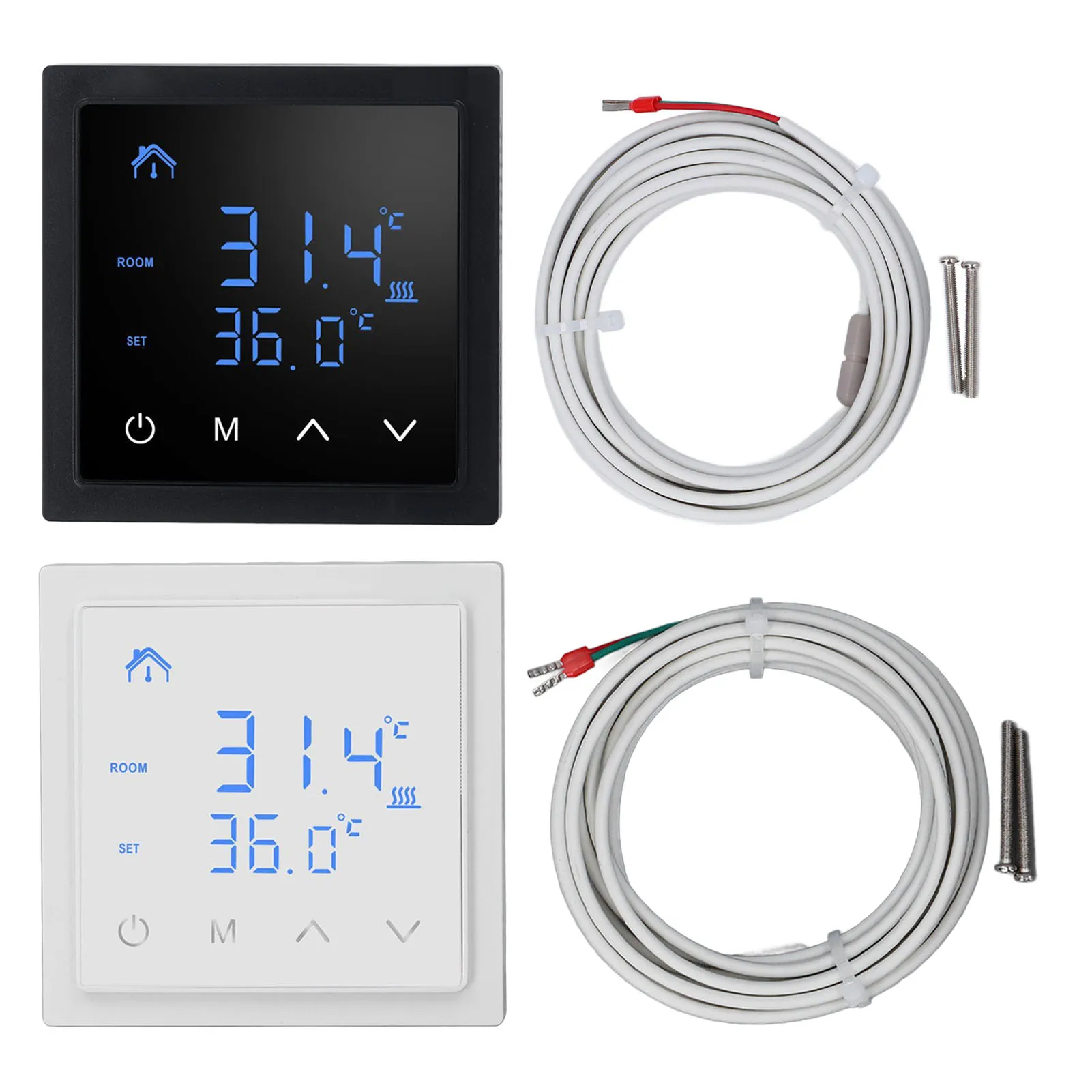 

Умный термостат 16A AC85V‐250V, высокоточный настенный антифальшивый контакт, электрический термостат для подогрева пола для домашнего отеля