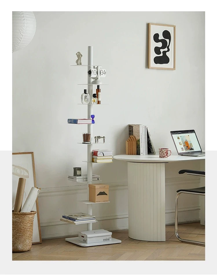 Nordic Revolving Metal Story Bookcase Bookshelf Bookrack Book Magazine Storage