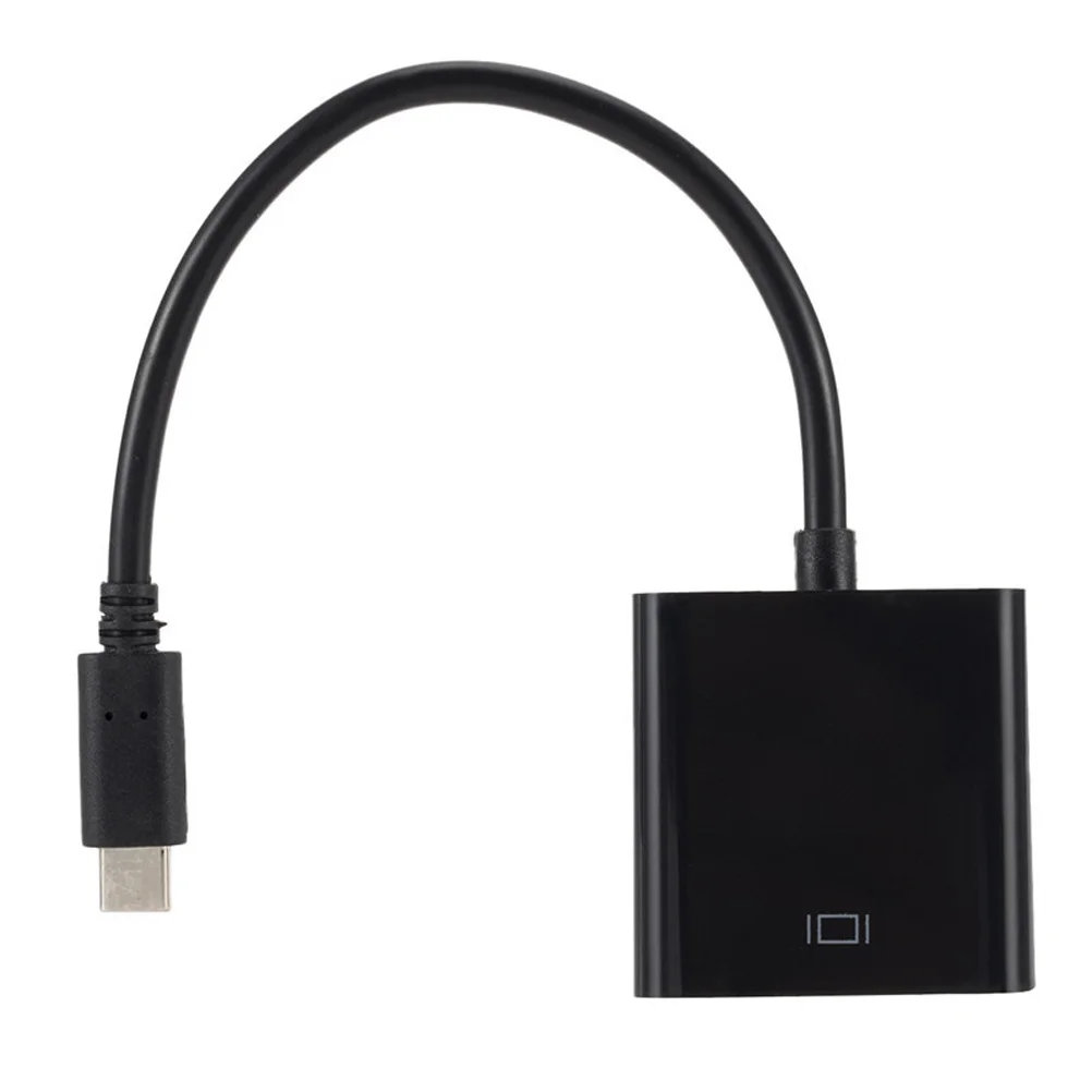 USB-C-zu-VGA-Adapterkabel, schwarzer Typ-C 3.1-Konverter für HDTV-Monitorprojektor, vollständiges 1080p-Video-Typ-C-zu-VGA-Konverterkabel