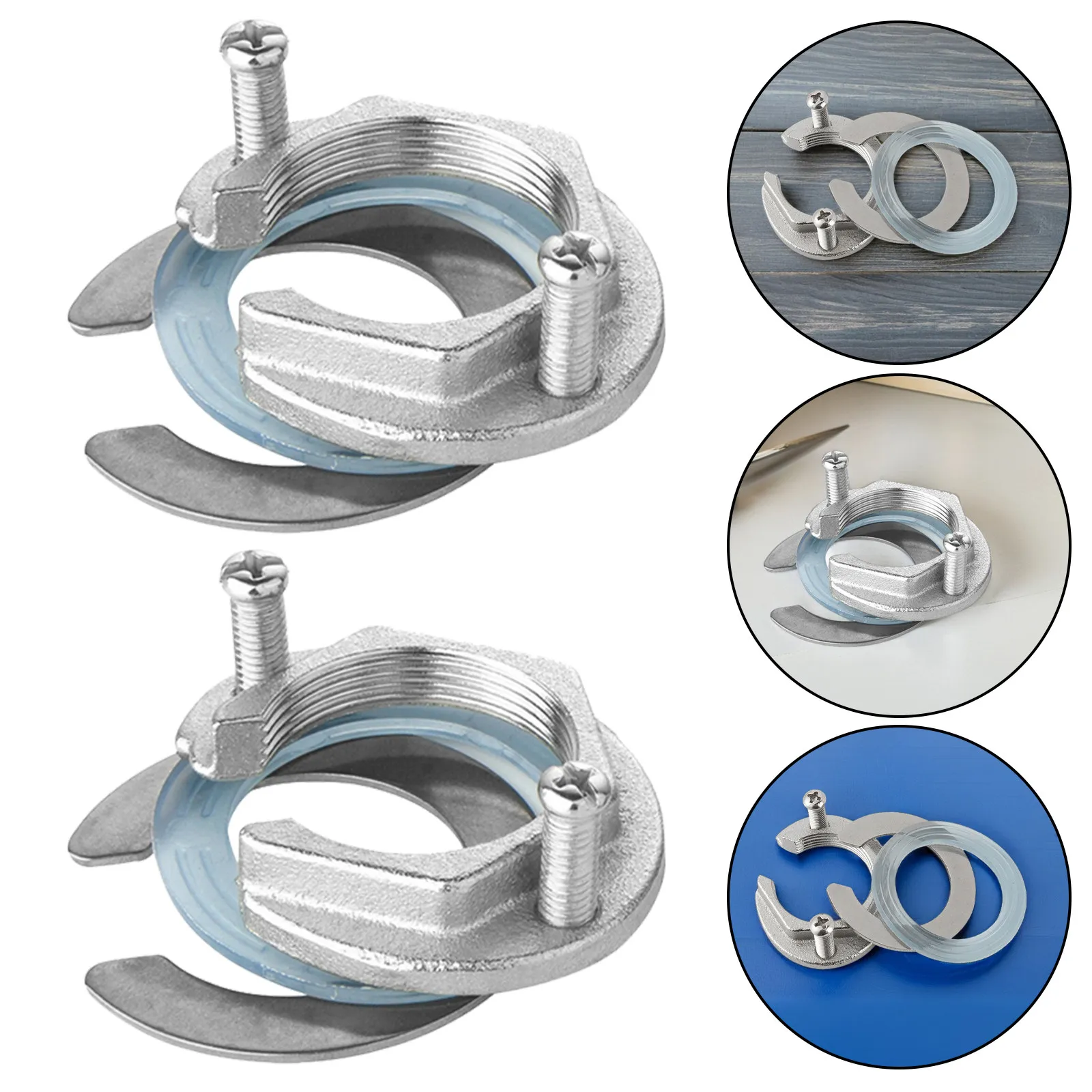 4Sets Kitchen Faucet Lock Nut Anti-Loosening Stainless Steel Mounting Parts Kit Hot Cold Water Tap Installation Repair