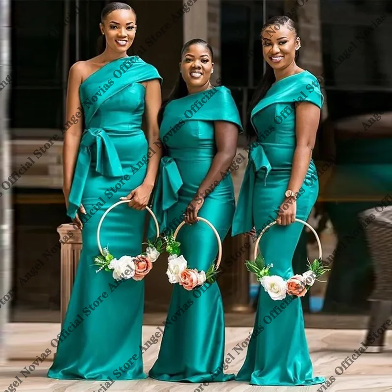 

Long One Shoulder Green Mermaid Bridesmaid Dresses 2026 for Wedding Party Dresses vestido de festa casamento