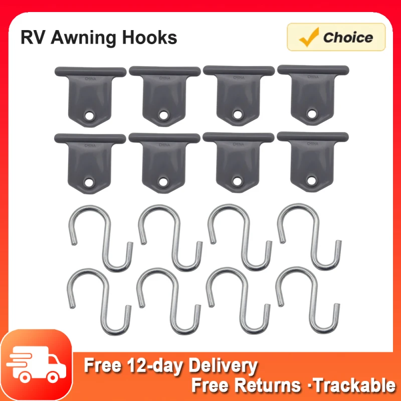

RV Awning Hooks for Lights Camping Awning Accessory Hangers RV Party Light Hangers 8pcs RV Awning Hooks Stainless Steel