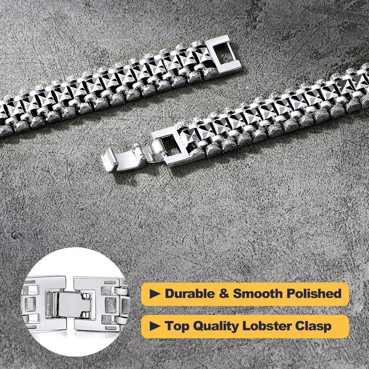 U7 Chunky Wide 12mm Link Chains Men Bracelet 19/21cm Black Silver Gold Color Stainless Steel Wrist Watch Band Daily Jewelry