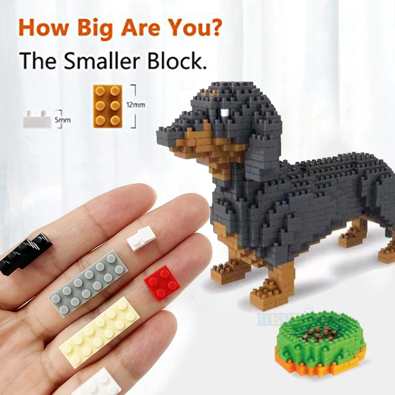 Cartoon Animal World Dachshund Building Blocks Set Cute Pet Dog 3D Model DIY Mini Diamond Bricks Children\'s Education Toys