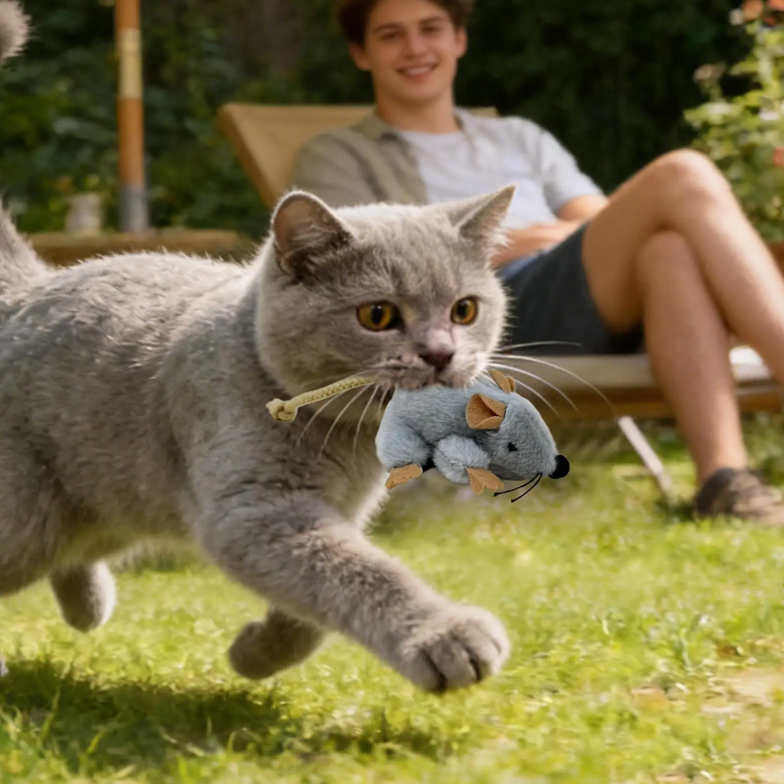 Cat Toy Plush Mouse Compact Realistic Play Game with Built-In Sound Plush Cat Toys for Daily Ground Home Indoor Outdoor Birthday