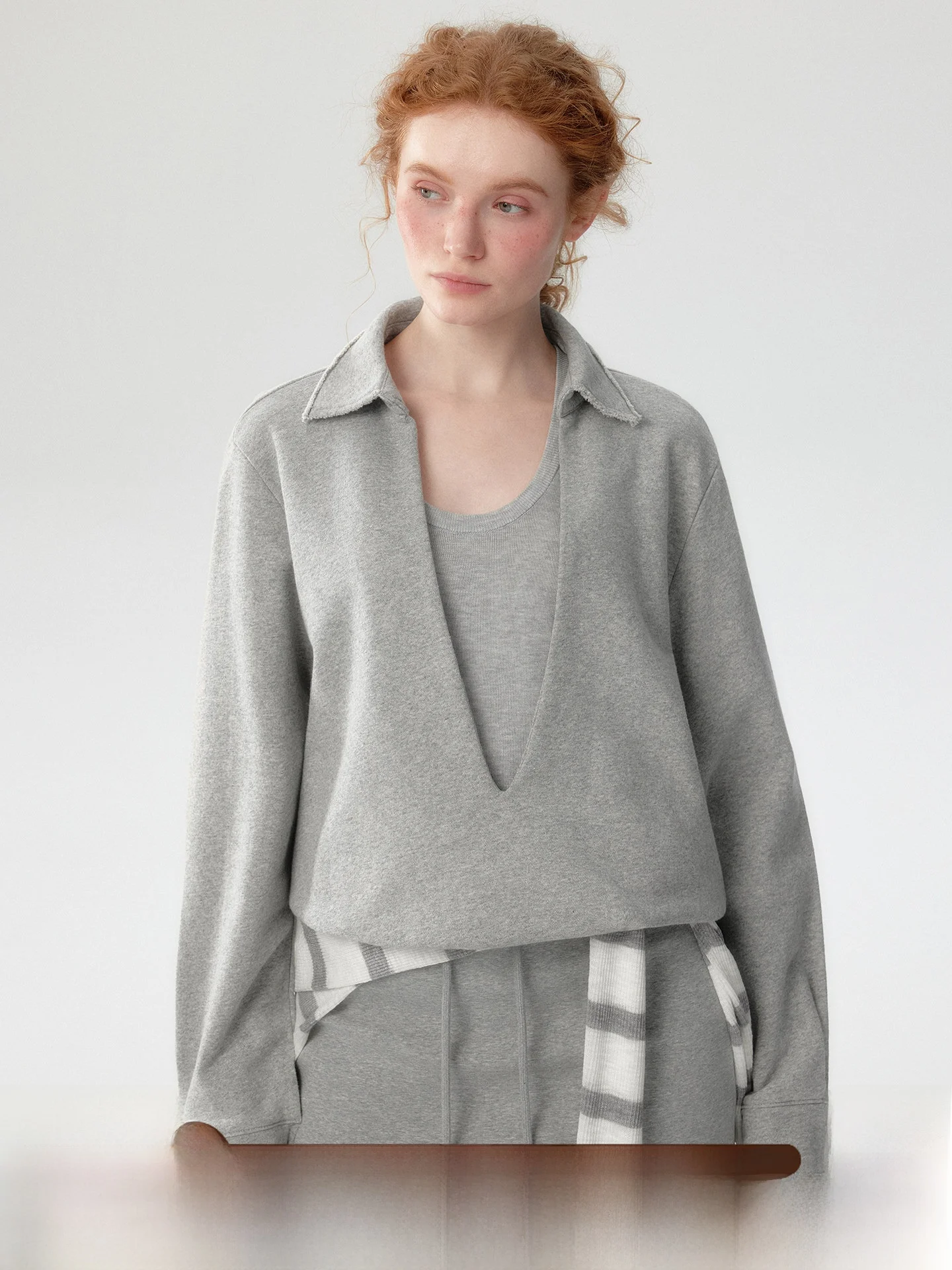 

Loose Fit Korean Style Zip up Hoodie Spring Season Half Open Front Collared Sweatshirt Women's Warm Cotton Long Sleeve T-Shirt