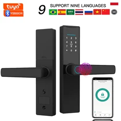 New Tuya Smart Door Lock Digital Electronic Lock One-grip Unlock Fingerprint Card Key Tuya Lock Smart Home