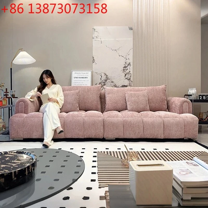 

56Fabric sofa light luxury living room household straight row small apartment