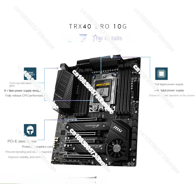 Imagem -02 - Motherboard Trx40 Pro 10g Amd Cpu Ruilong 3960x 3970x Aprendizagem Profunda