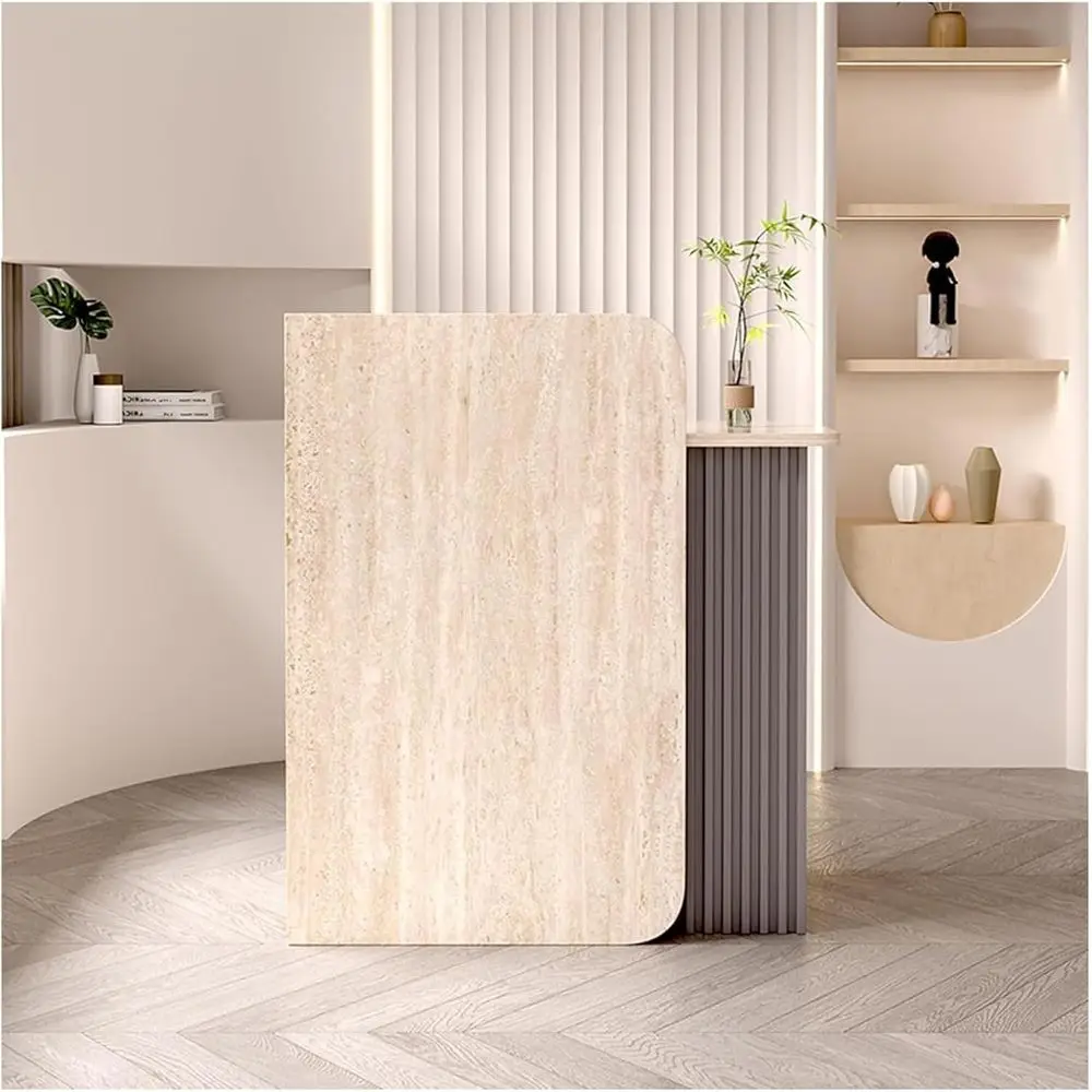 Contemporary Stone-Patterned Gray Wooden Counter for Salon Reception Area, 60x45x95cm