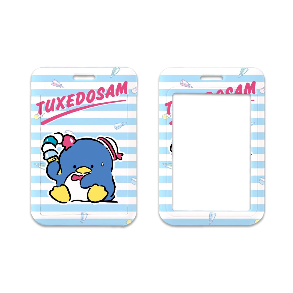 W Sanrio Tuxedo Sam Sliding Card Case Lanyard ID Badge Holder Bus Pass Case Cover Bank Credit Card Holder