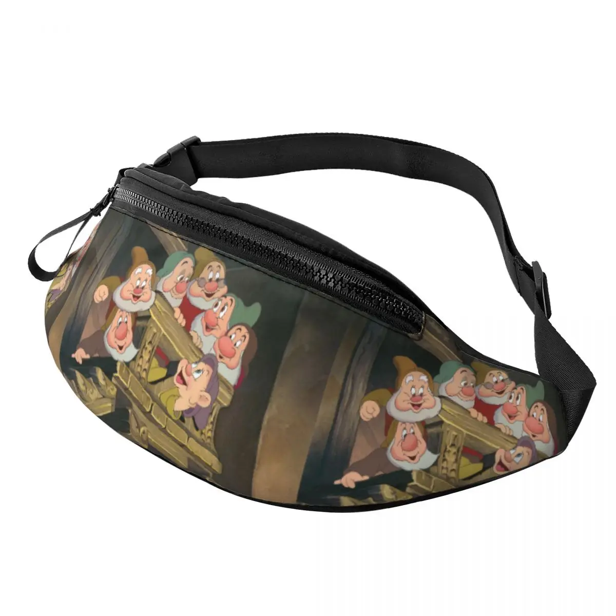 

Custom Cool Snow White And The Seven Dwarfs Fanny Pack for Travel Hiking Men Women Movie Crossbody Waist Bag Phone Money Pouch