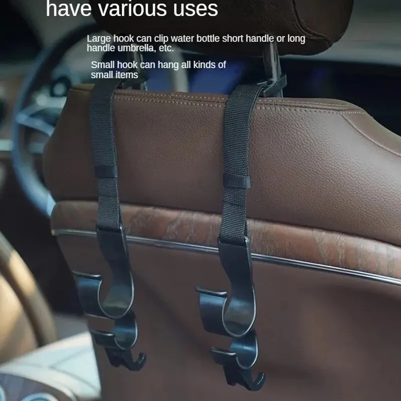 Multi-function 2pcs Rear Seat Headrest Hanging Hook Umbrella Holder Seat Back Storage Hook Auto Interior Tool Car Back Seat Hook image 4