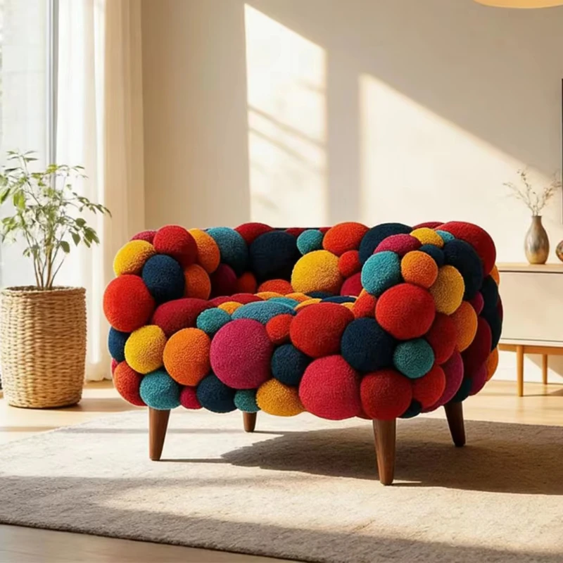 Molecular Club Chair Aesthetic Round Spinning Lazy Sofa Nordic Whimsical Sitting Furniture Hotel Lobby Reception