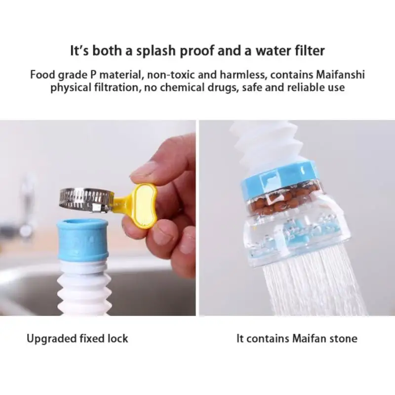 Anti-splash Easy To Use Kitchen Expander Filter Watersaver Revolutionary Telescopic Faucet Filter 360° Rotating Efficient Save