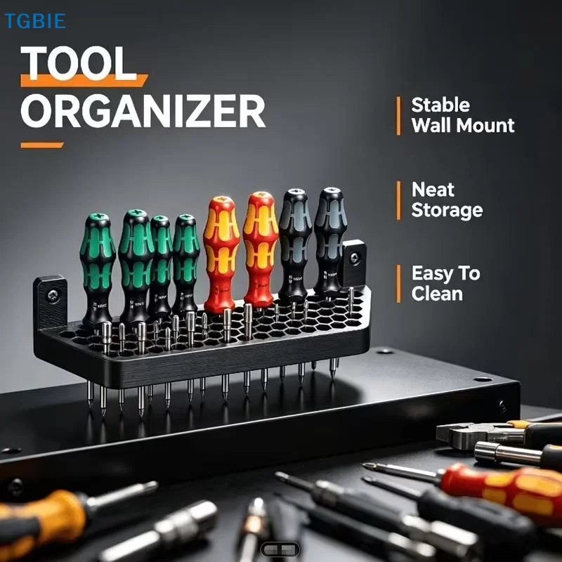 [TL]Wall Mount Screwdriver Storage Organizer Large Capacity Scratch Resistant Easy Mount for Garage Workbench Auto Repair Shop