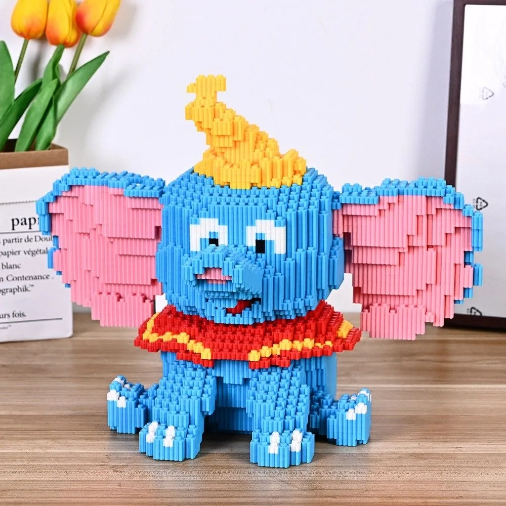 Disney New Dumbo Gear Type Splicing Building Blocks Cartoon DIY 3D Doll Puzzle Children's Toys Birthday Gift for Boys and Girls