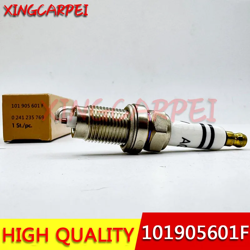 4pcs 101905601F 0241235769 Spark Plug For VW Jetta Golf Passat Beetle Skoda Altea Cordoba Seat Leon Ibiza F7HER02 0242236565