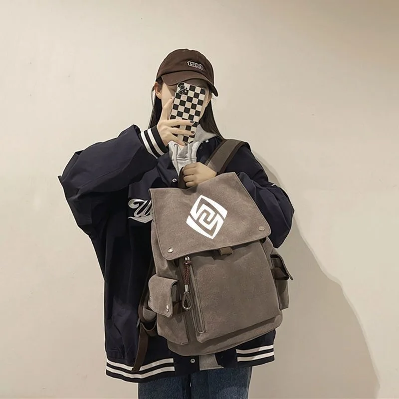 Genshin Impact Elements Canvas Backpack Wear Resistant Durable Student School Bag Streetwear Trend High Quality Travel Backpacks