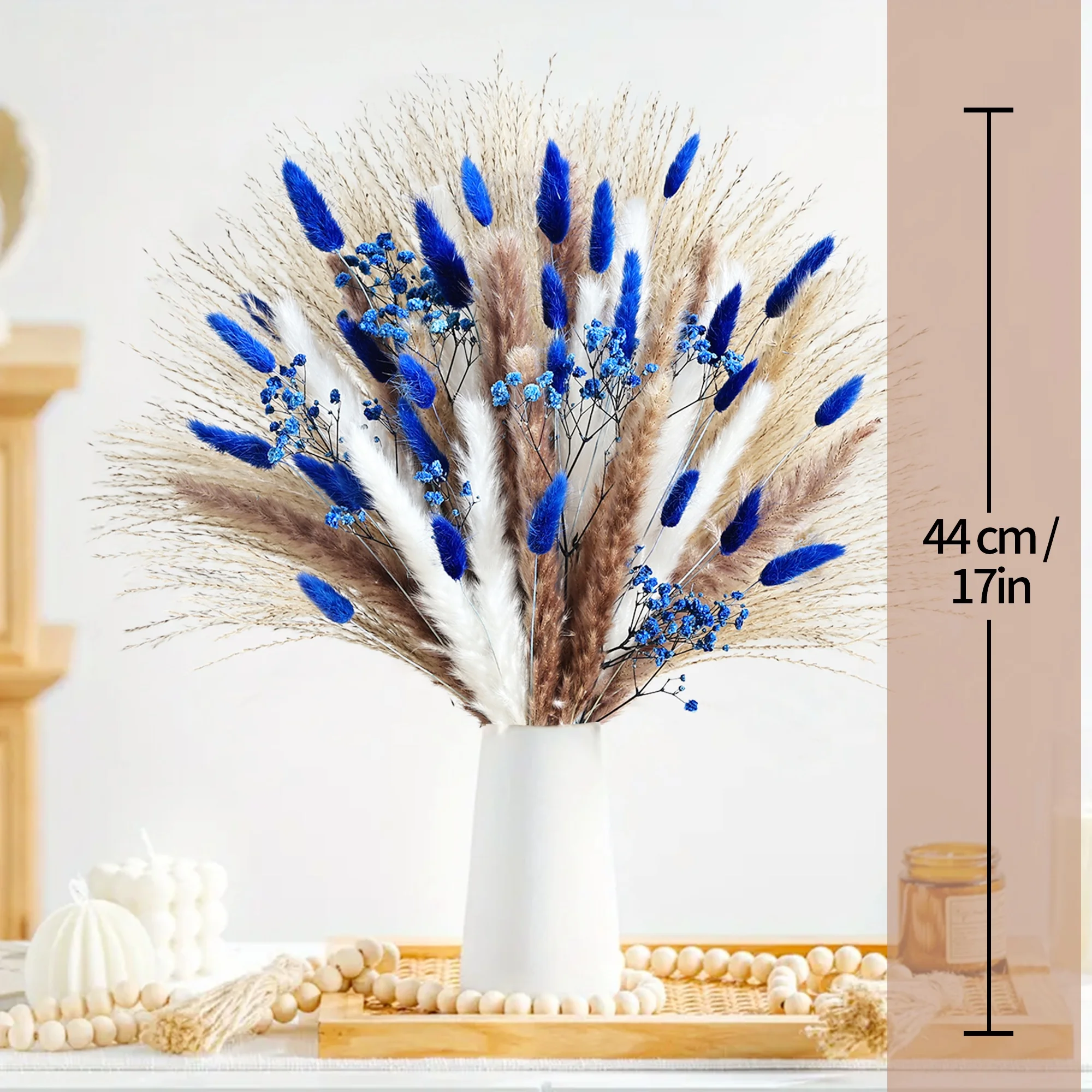 70 Uds. De Pampas azules, flores secas artificiales, ramo elegante de aliento Real para bebé, florero para el hogar, decoración de vida, colas de conejo, decoración de boda