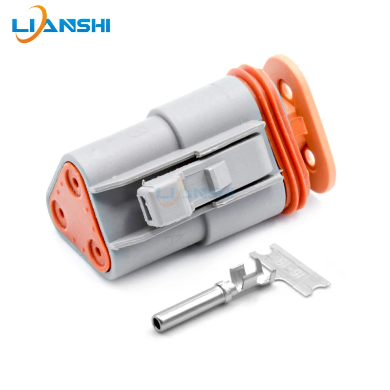 3Pin DT06-3S DT04-3P-L012 Flange Mount Waterproof Connector Kit For Truck Const Agric Heavy Equipment Vehicle Cable Harness Sets