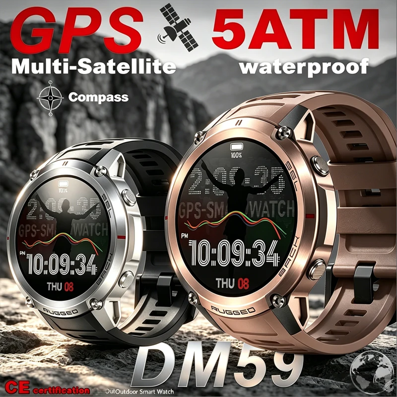 

2026 New Military GPS Waterproof Smart Watch 170+Sport Mode Featuring Global 6-Satellite GPS Outdoors Sports Smart Watch Men