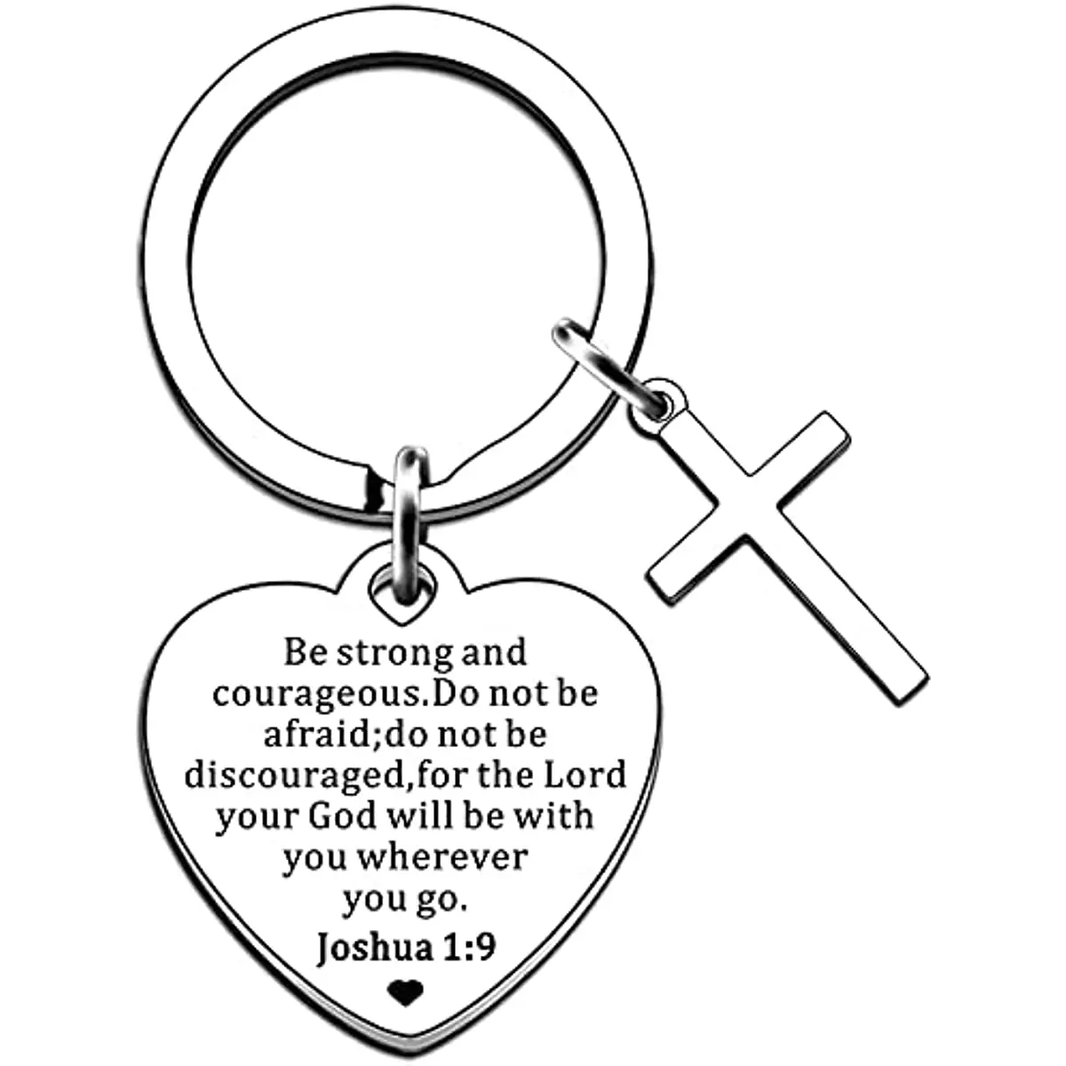 Porte-clés verset de la Bible inspirant, cadeaux chrétiens, pendentif solide et courageux, breloque croisée, cadeaux religieux pour noël