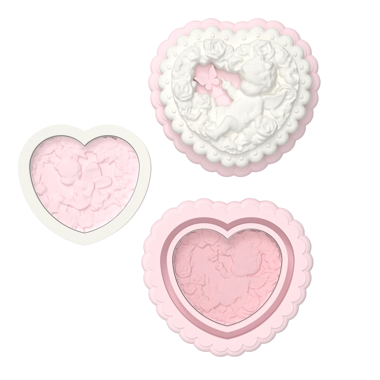 Blush per trucco Fard in polvere con rilievo angelo Doppio colore Fumo di albicocca Fard in polvere senza crudeltà - Forma, conturino e evidenziazione viso