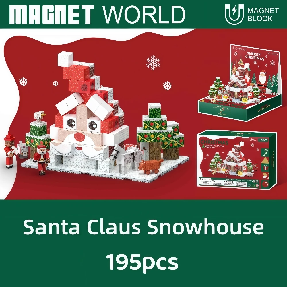 2025 NEUER STEM Magnetische Bausteine Kinderspielzeug, My Christmas scene World mit Magnetset, Weihnachtsgeburtstagsgeschenke Spielzeug