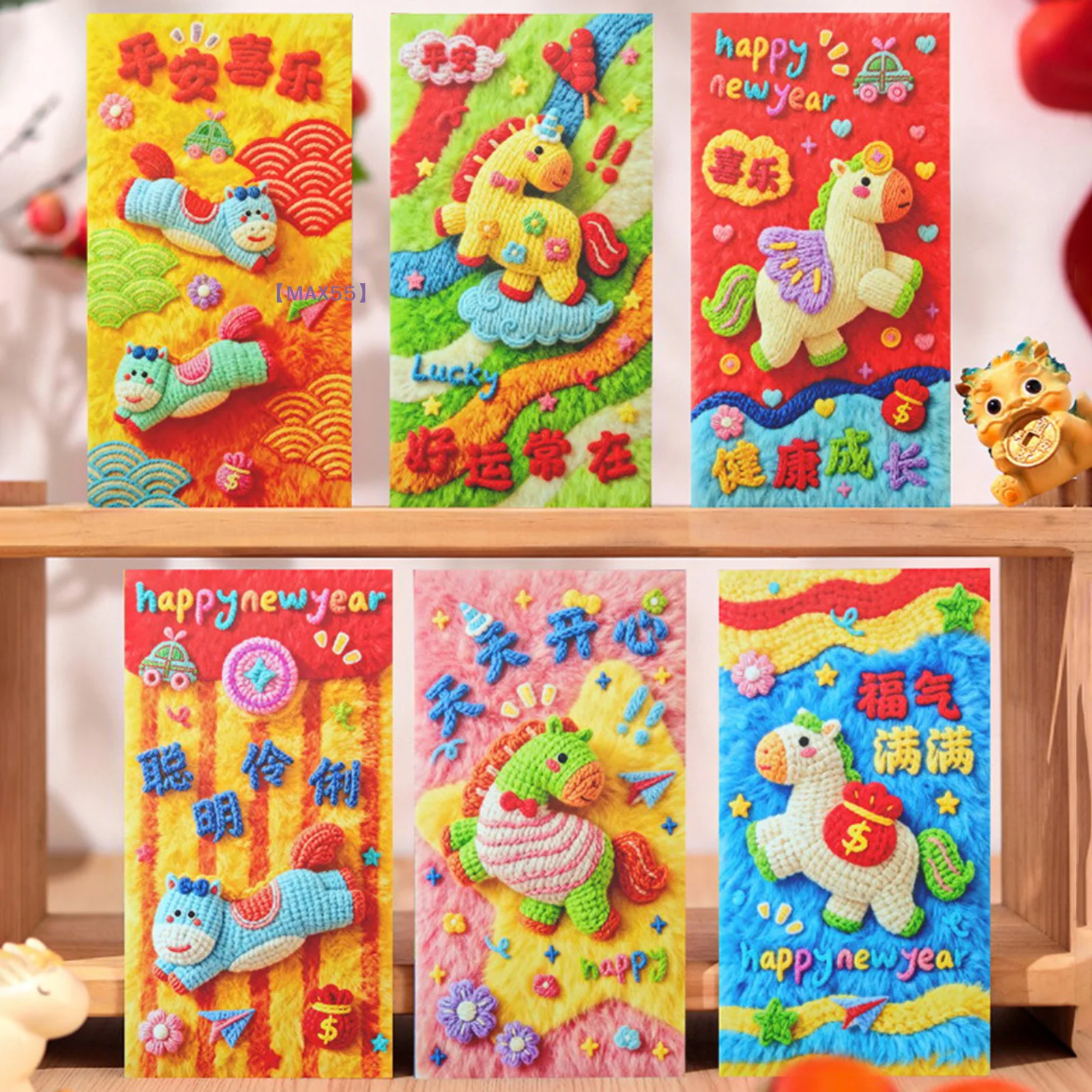 

【MAX-55】6Pcs/pack 2026 Year Of The Horse Chinese New Year Lucky Money Envelopes Cartoon Red Packet For Spring Festival