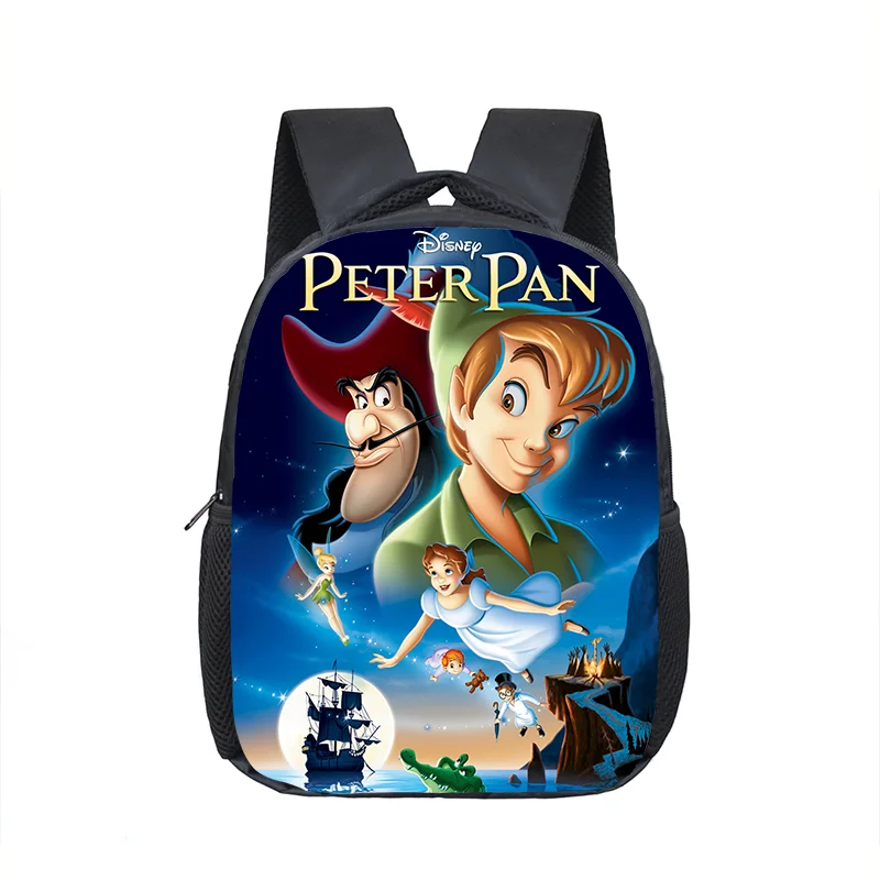 Mochila escolar para jardín de infantes Peter Pan de 12 pulgadas, Mochila de escuela primaria para estudiantes y niñas de dibujos animados, Mochila portátil impermeable