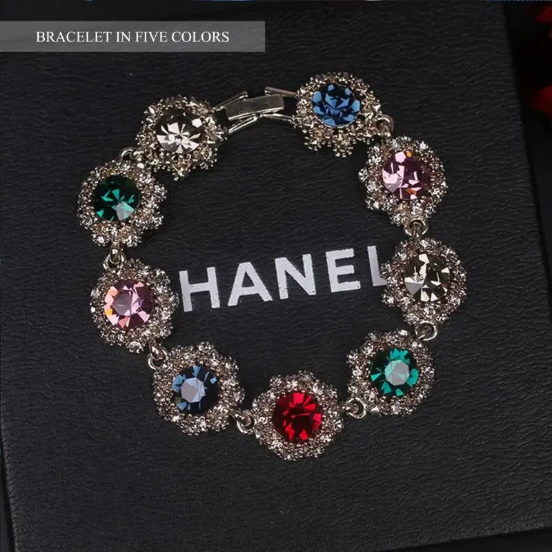 New Fashion Luxury Shiny Rhinestone Chain Bracelet Wedding Bridal Full Rhinestone Temperament Crystal Jewelry Accessories Gift