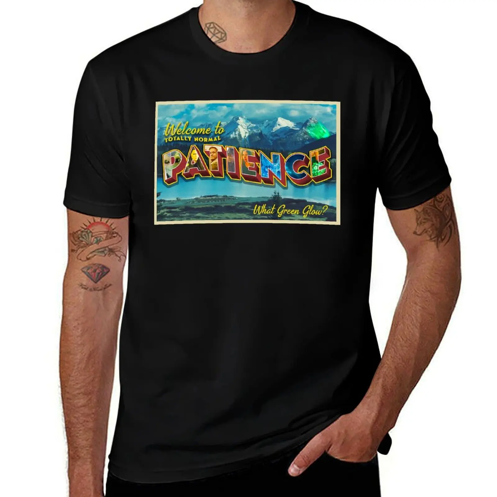 PATIENCE, COLORADO VINTAGE POSTCARD - RESIDENT ALIEN Classic T-Shirt shirts graphic Man t-shirt tops outfits for men