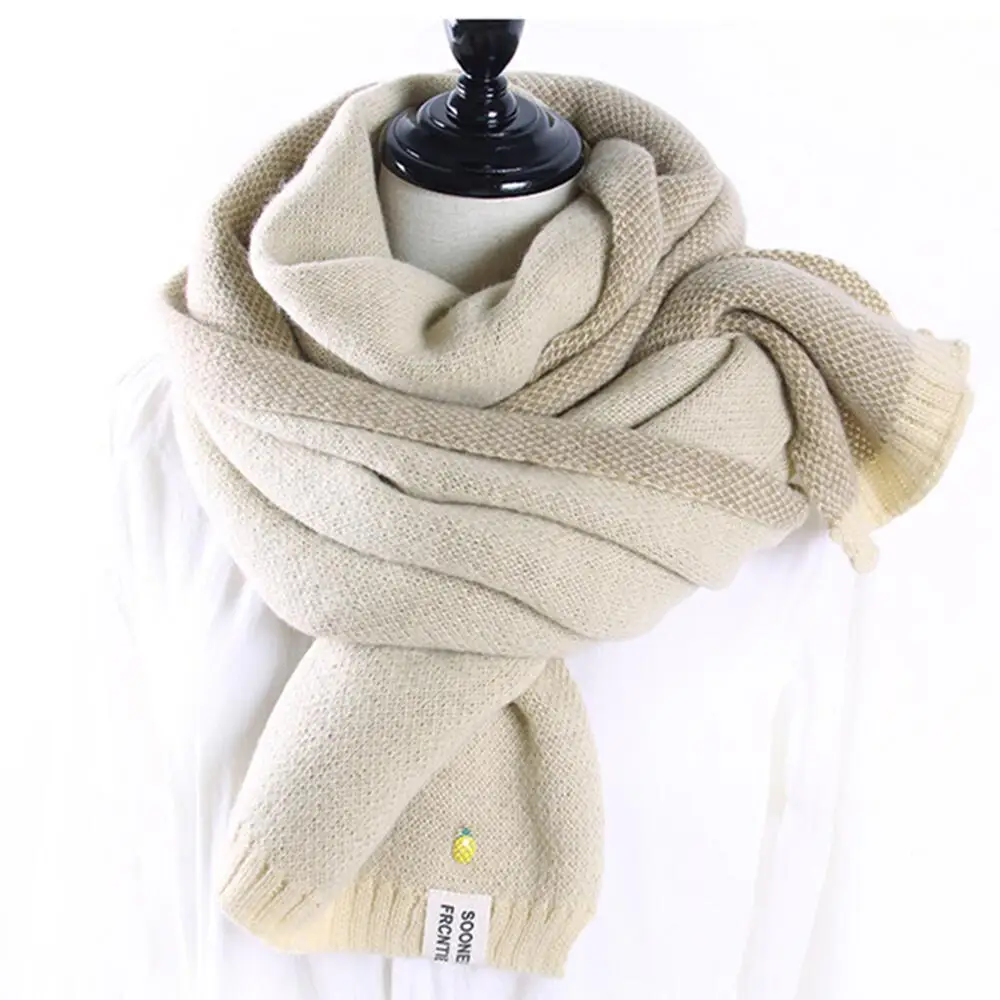 New Winter Cashmere Scarves Women Autumn Double-sided Embroidery Pineapple Wraps Scarf Lady Thick Warm mesh Scarf Shawl