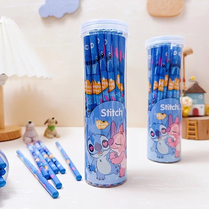30PCS/SET Disney Stitch Pencils HB Lead 1.0mm for Writing and Drawing Perfect Cartoon Character Designs, Neutral Wood Pencils