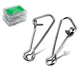 50 adet/kutu paslanmaz çelik balıkçılık kanca Snaps balıkçılık kanca hattı konektörü deniz okyanus döner Rolling yapış balıkçılık aracı