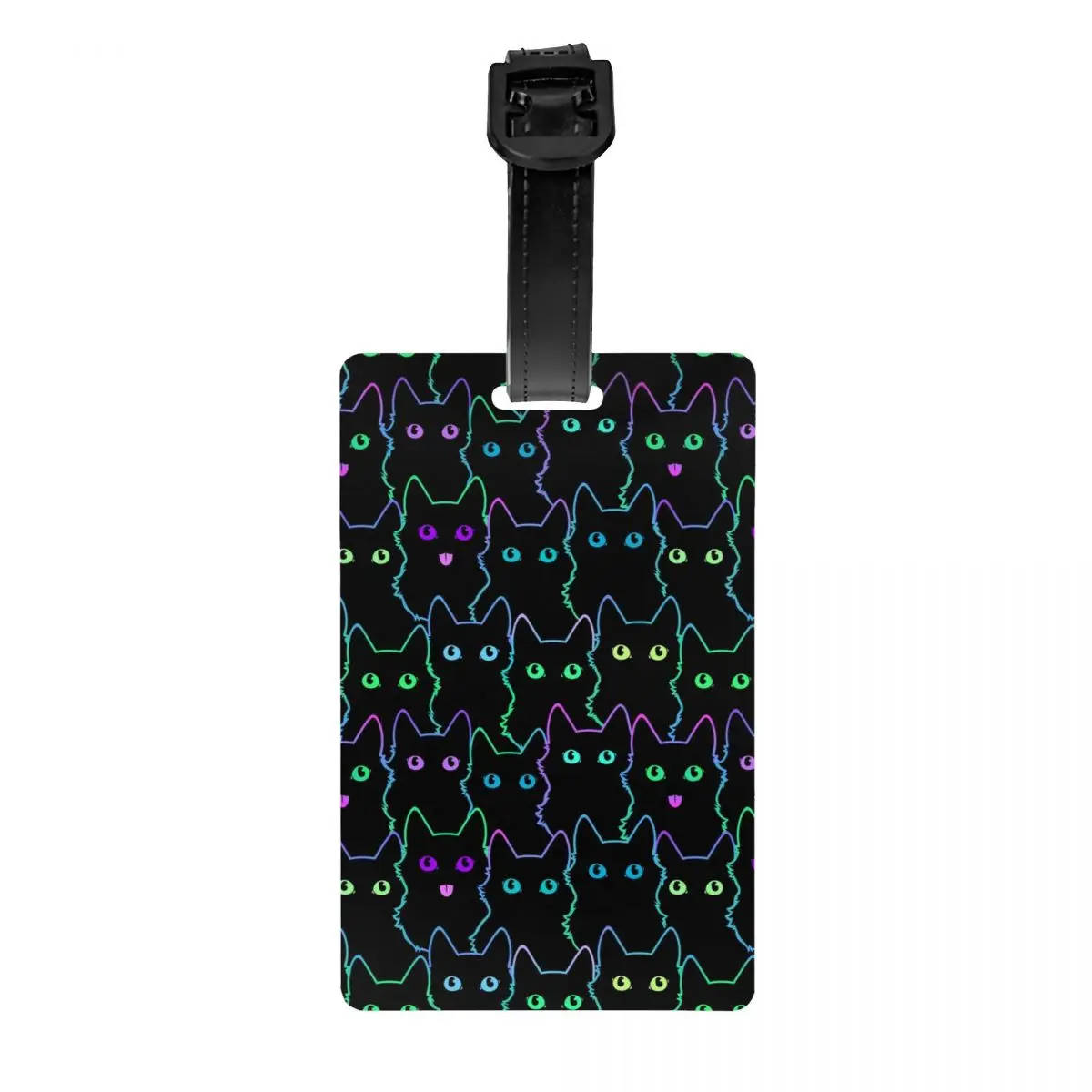 Gato preto Bagagem Tag para Mala de Viagem, Privacidade Cover ID Label, Custom Bonito