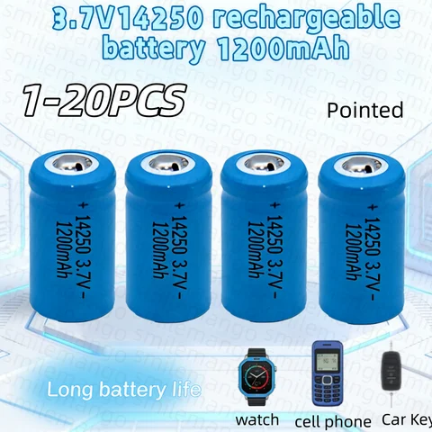 3.7V 14250 rechargeable lithium battery LS14250 ER14250H 1/2-R6 1/2 AA 1200mah rechargeable ER14250 lithium battery