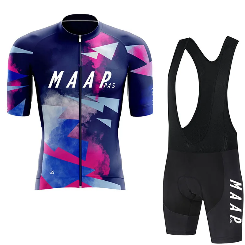 طقم بدلة ركوب الدراجات الصيفية للرجال من MAAPPAS، قميص رياضي بأكمام قصيرة يسمح بمرور الهواء، مريلة عالية التمدد #1